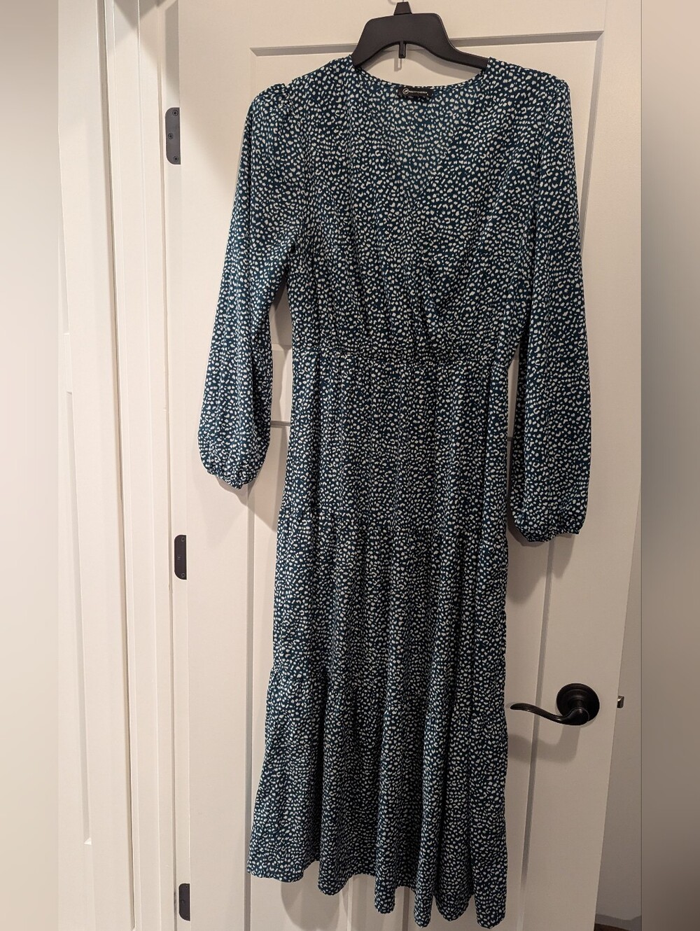 Teal Long Sleeve Tiered Maxi Dress By Prettygarden,Large